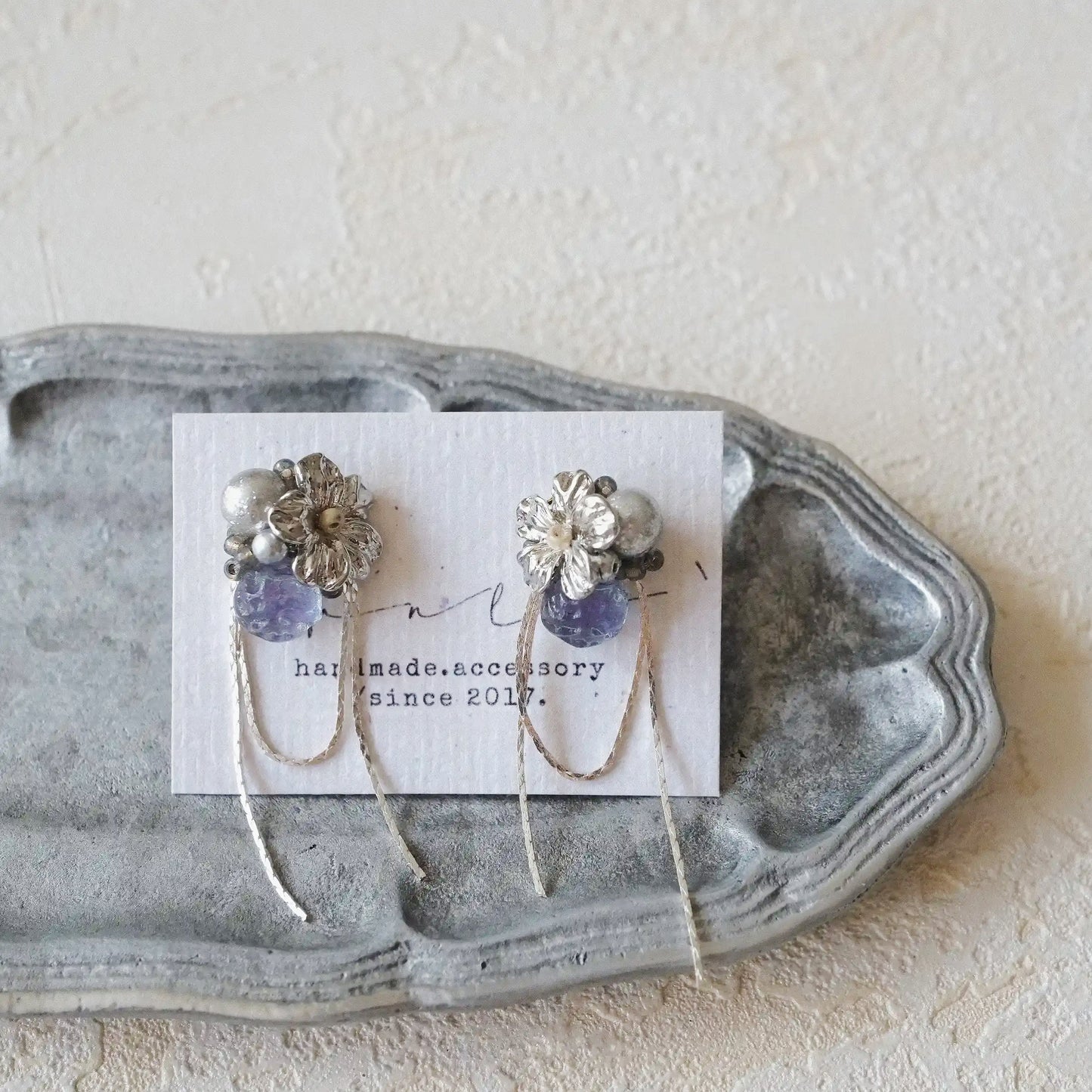 Flower Bead Sterling Silver Stud Earrings