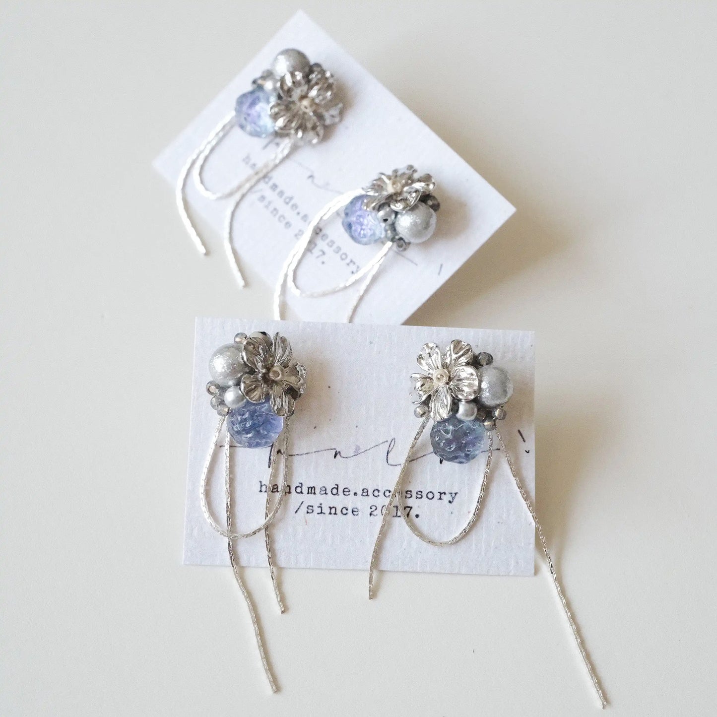 Flower Bead Sterling Silver Stud Earrings