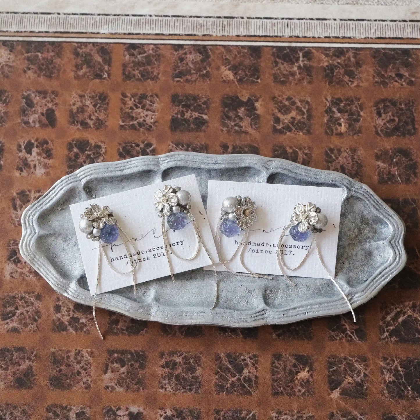 Flower Bead Sterling Silver Stud Earrings