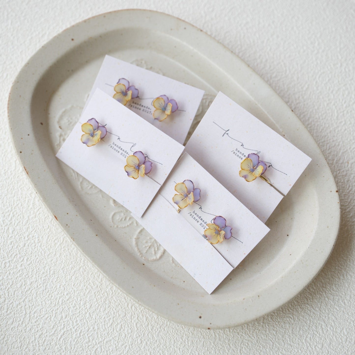Pansy Blossom Hand-Painted Stud Earrings