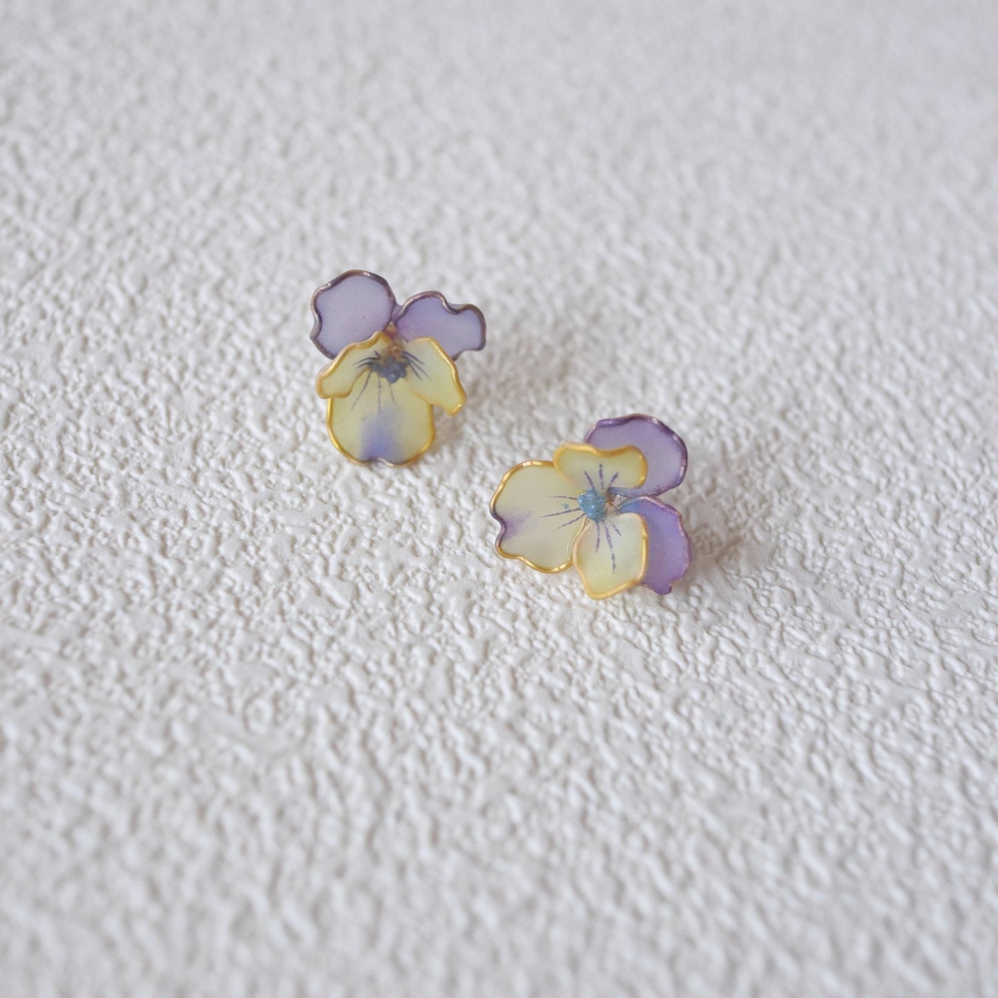 Pansy Blossom Hand-Painted Stud Earrings