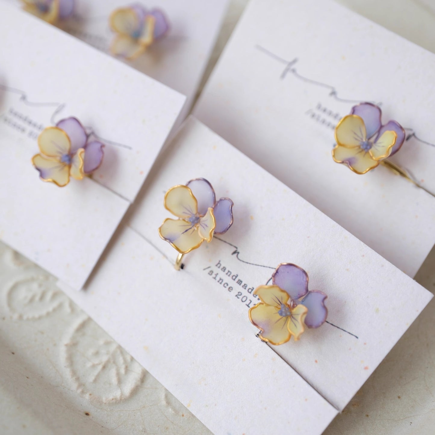 Pansy Blossom Hand-Painted Stud Earrings