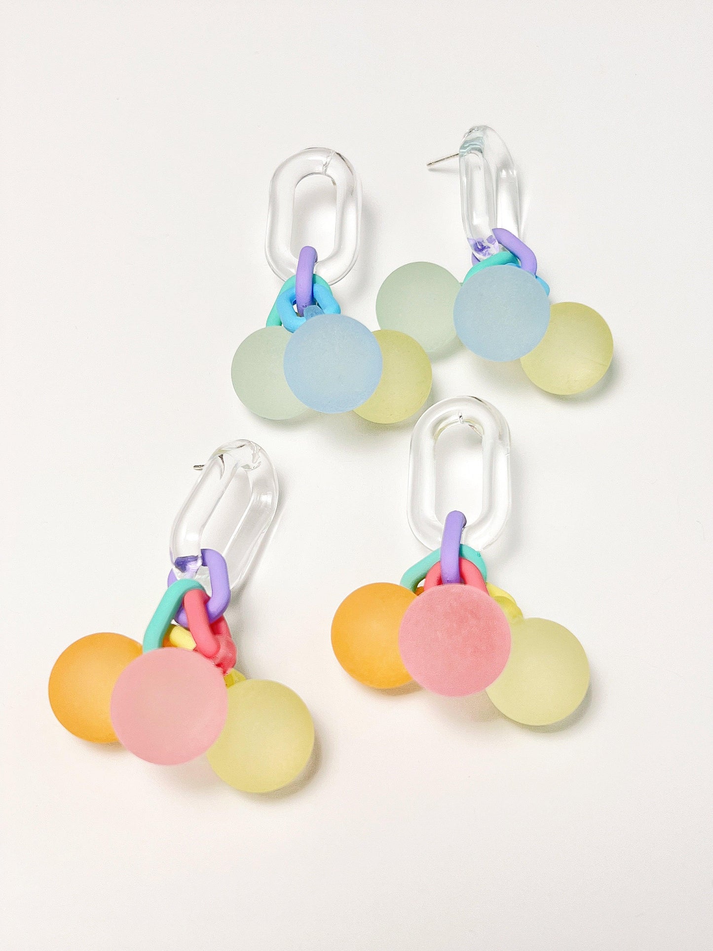 Candy-Colored Ball Earrings（pink and blue）