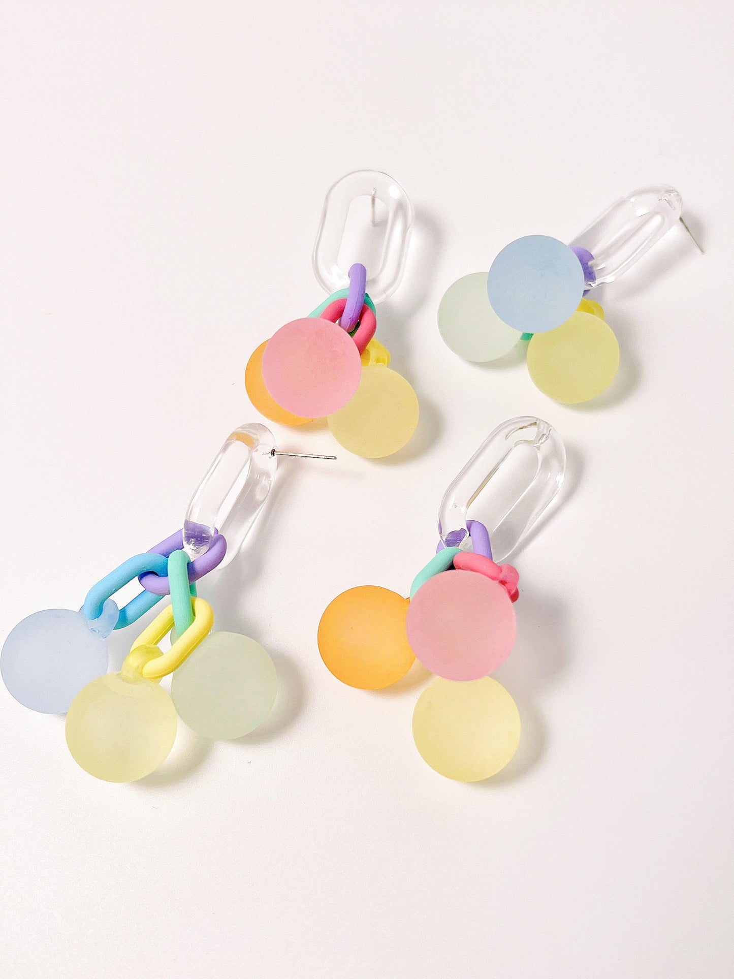 Candy-Colored Ball Earrings（pink and blue）
