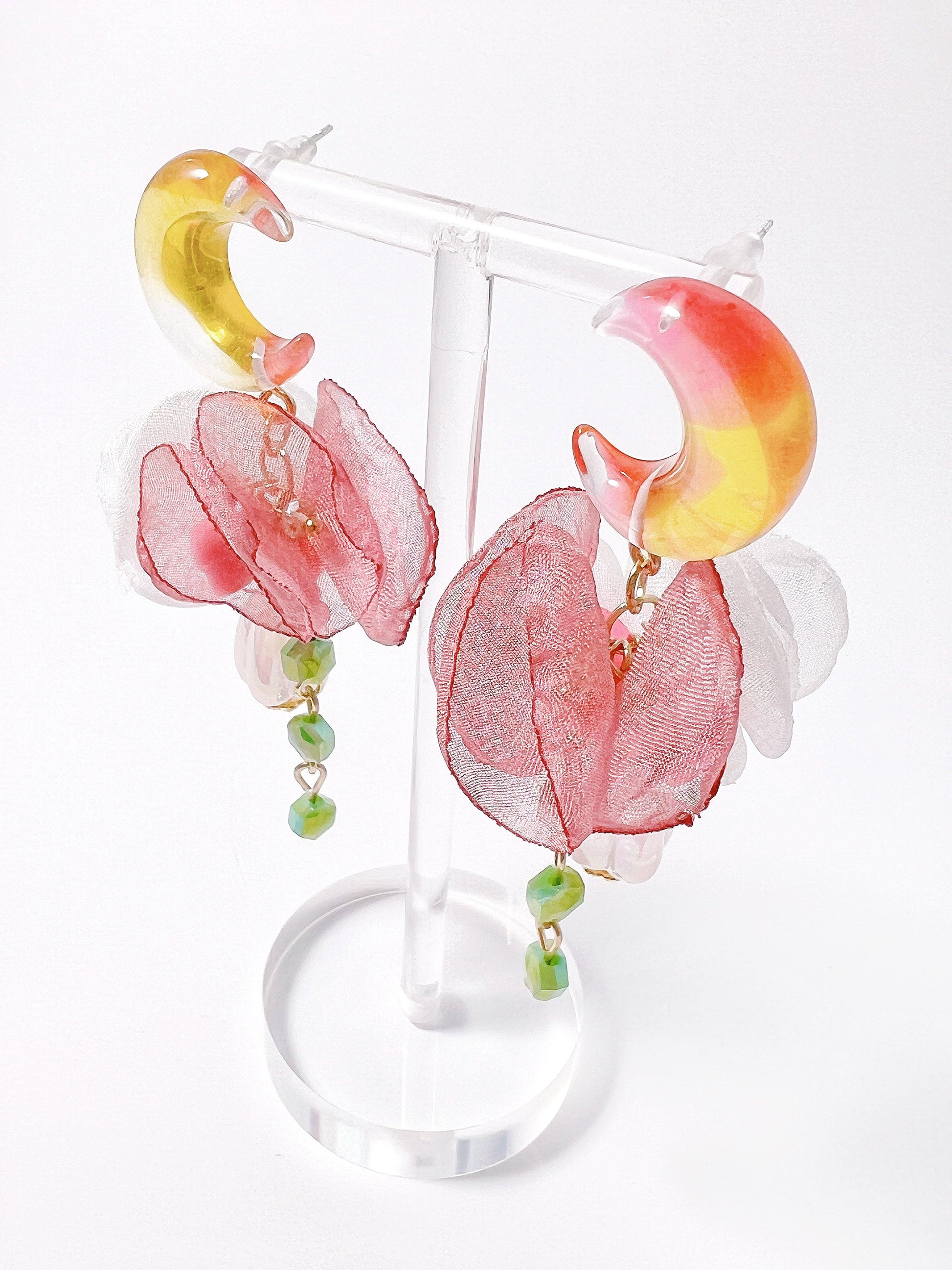 Summer Flowers Petal Crescent Drop Earrings