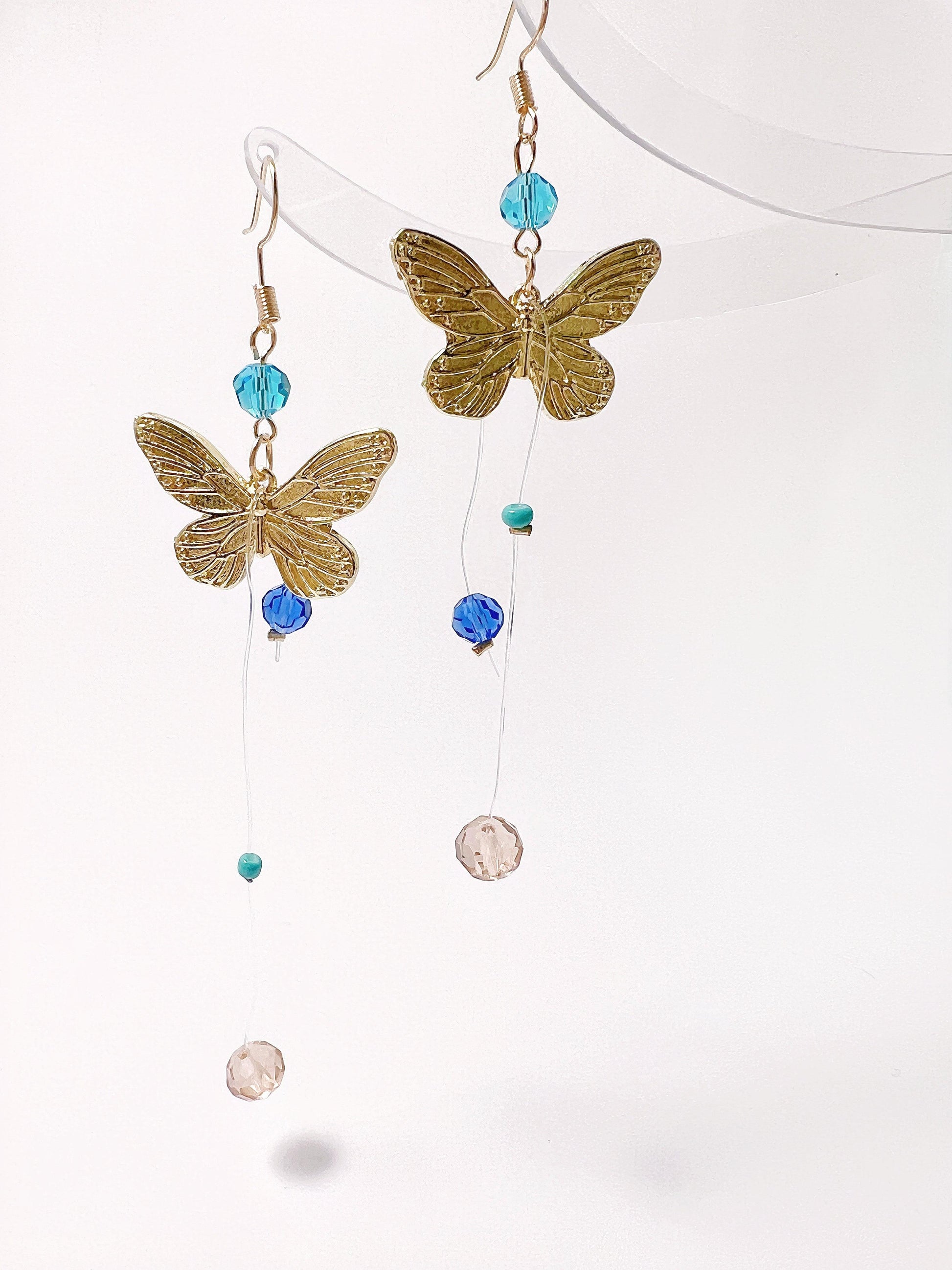 Metal Butterfly Bead Earrings