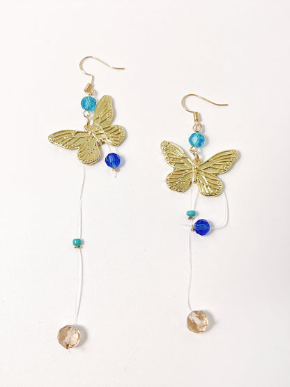 Metal Butterfly Bead Earrings