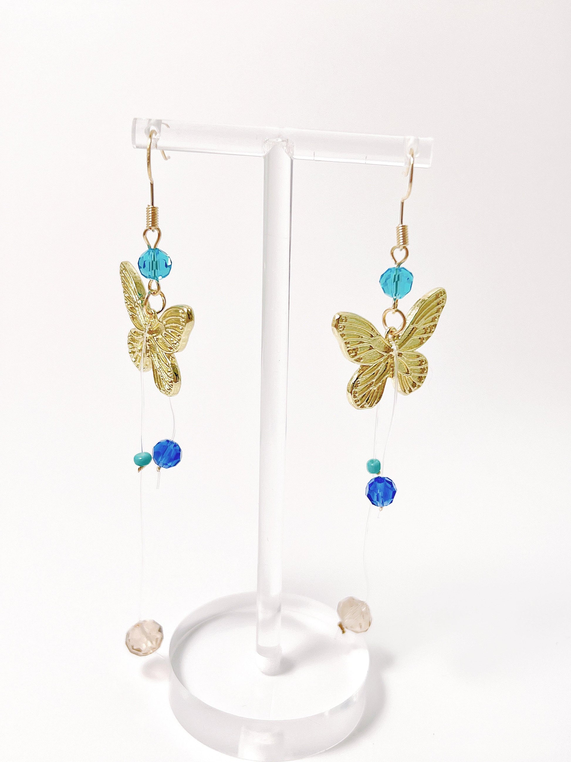 Metal Butterfly Bead Earrings