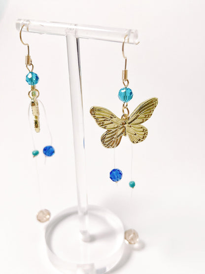 Metal Butterfly Bead Earrings