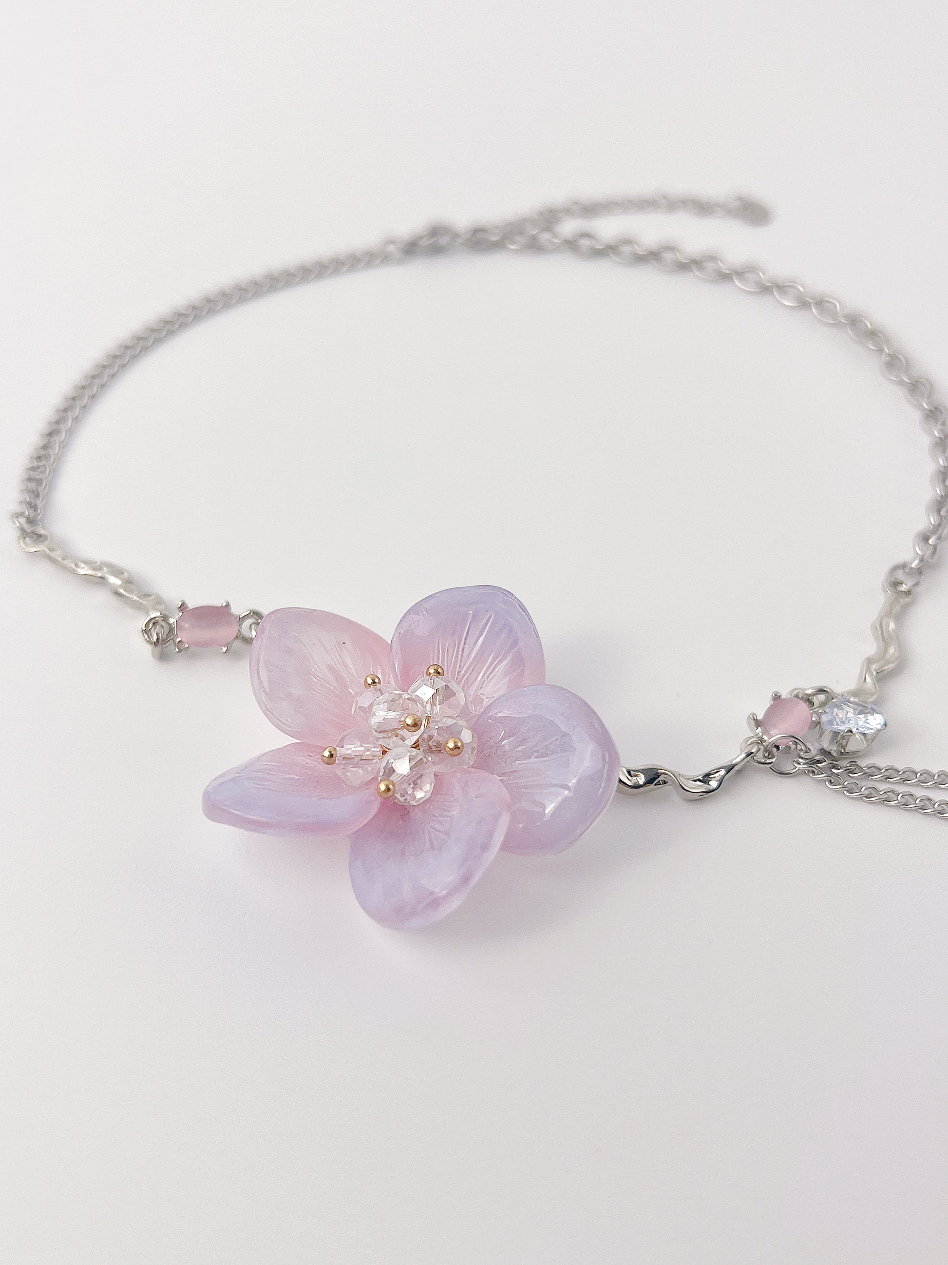 Purple-Pink Flower Necklace