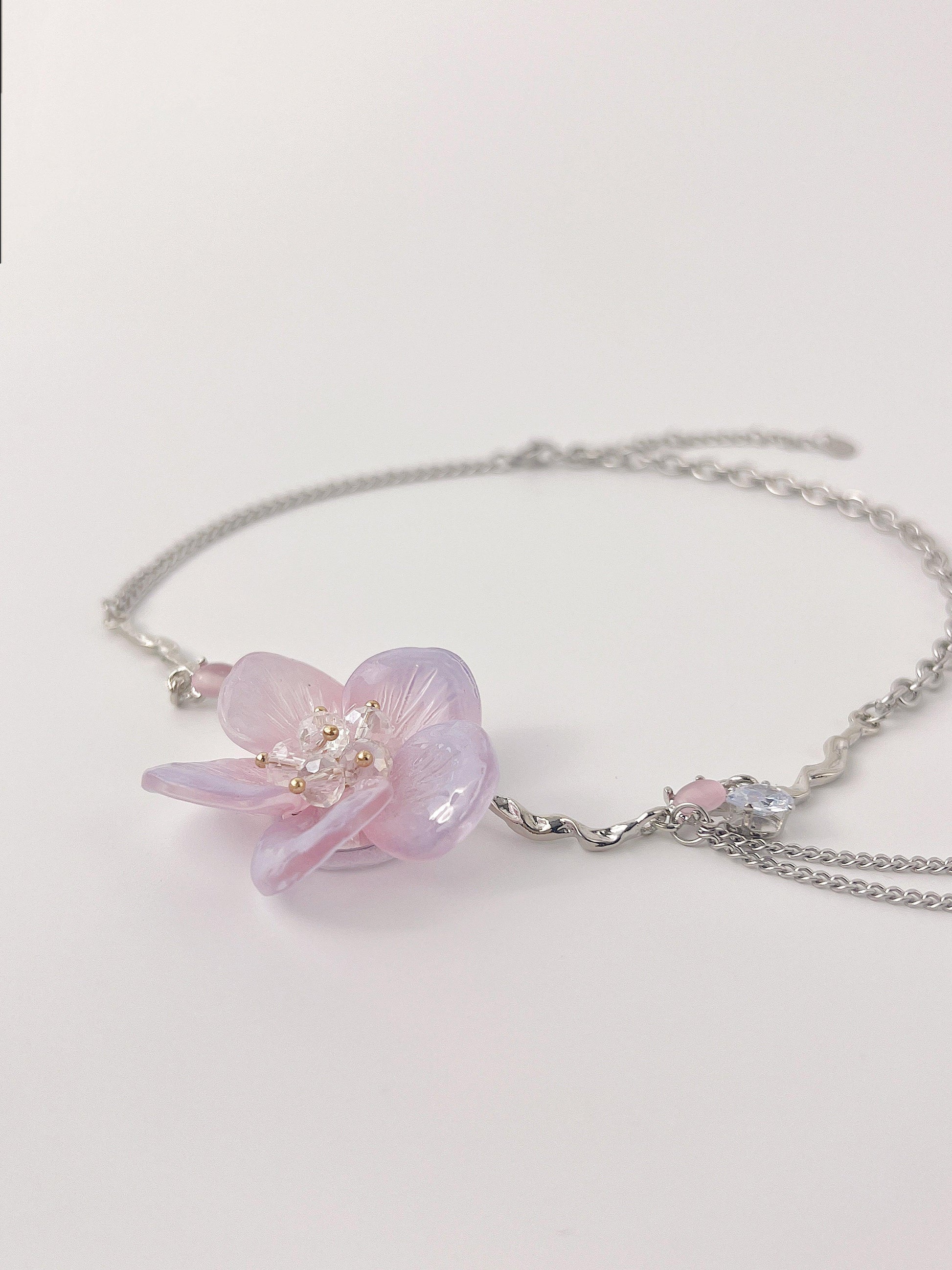 Purple-Pink Flower Necklace