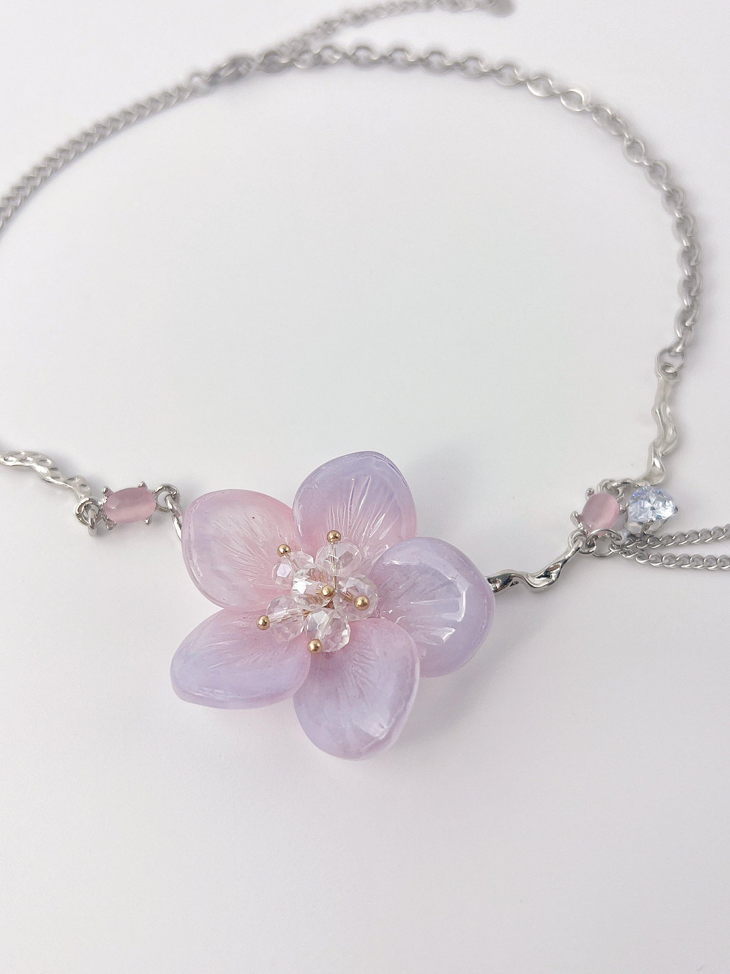 Purple-Pink Flower Necklace