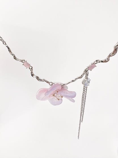 Purple-Pink Flower Necklace