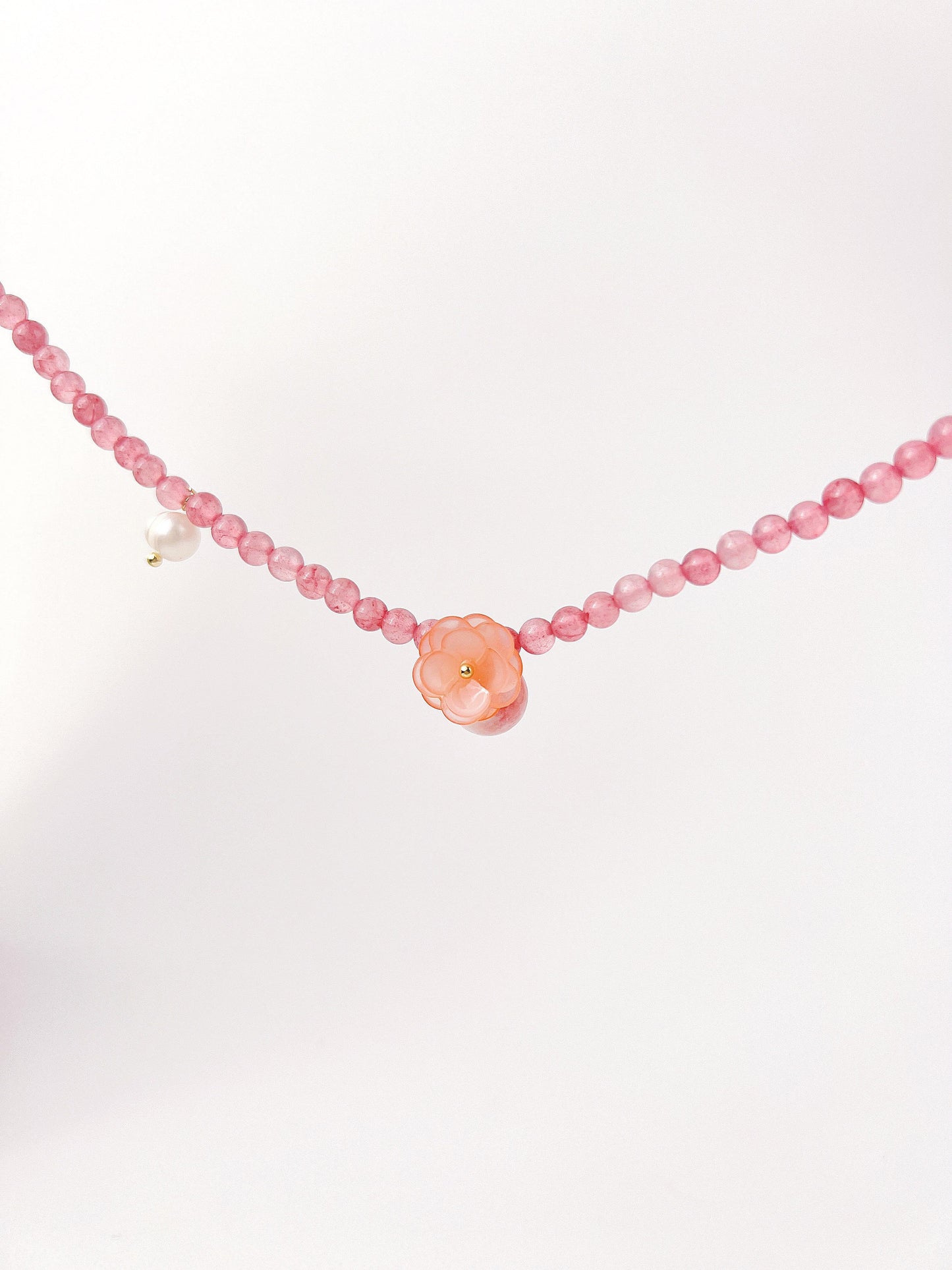 Peach Flower Beaded Necklace - KooGarden