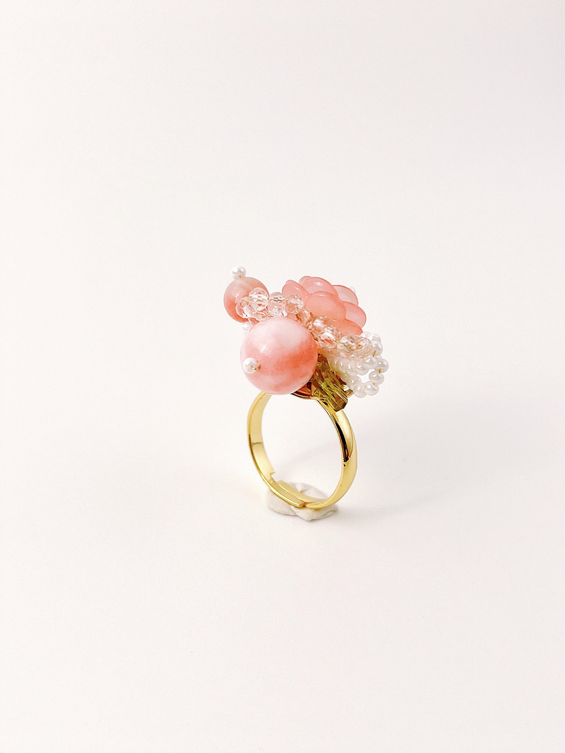 Peach Flower Beaded Ring