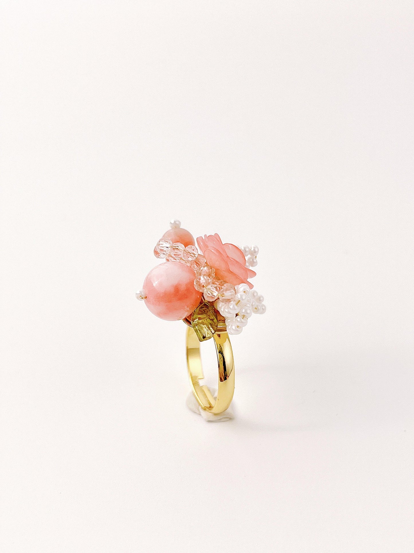 Peach Flower Beaded Ring