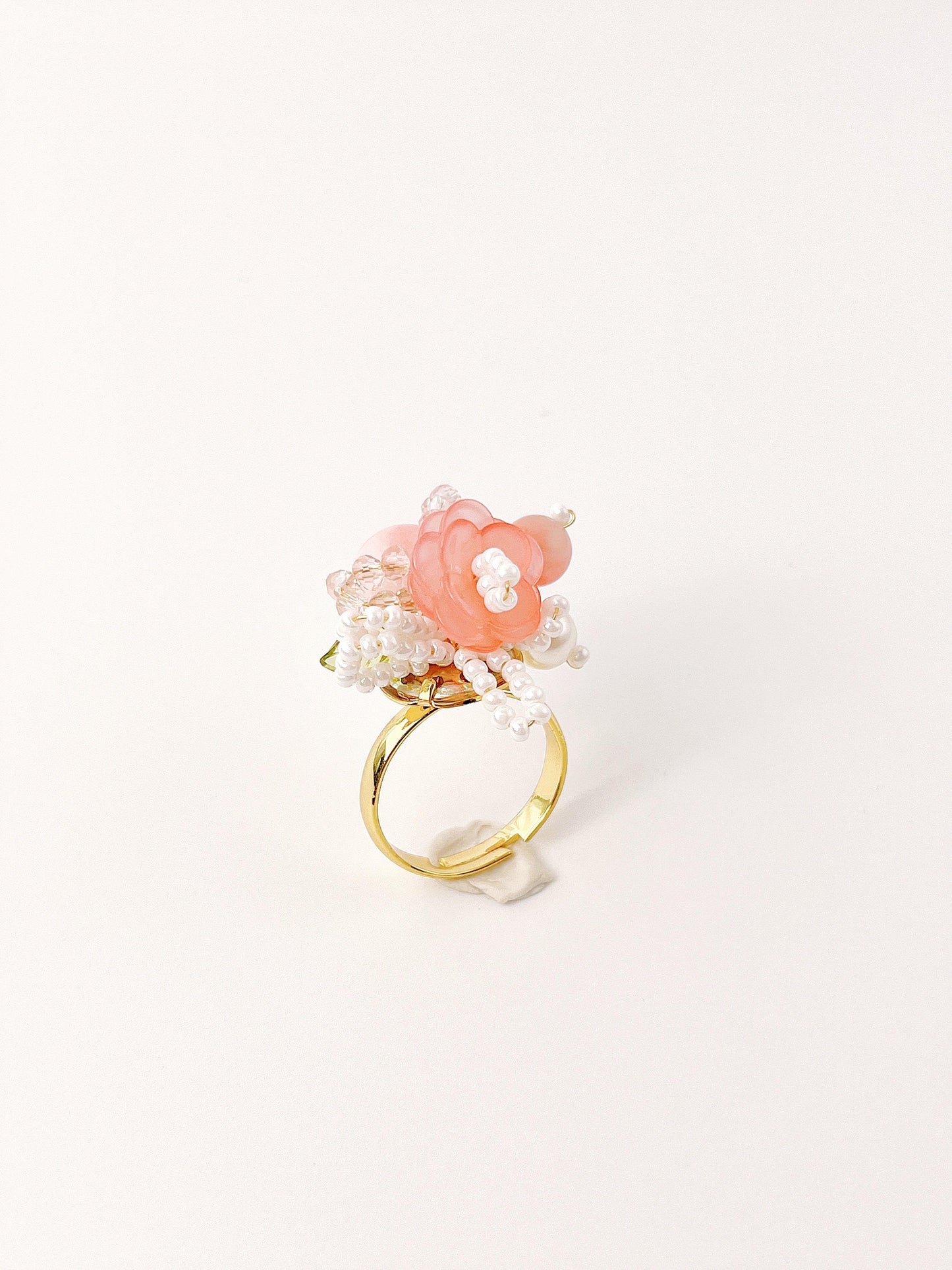 Peach Flower Beaded Ring