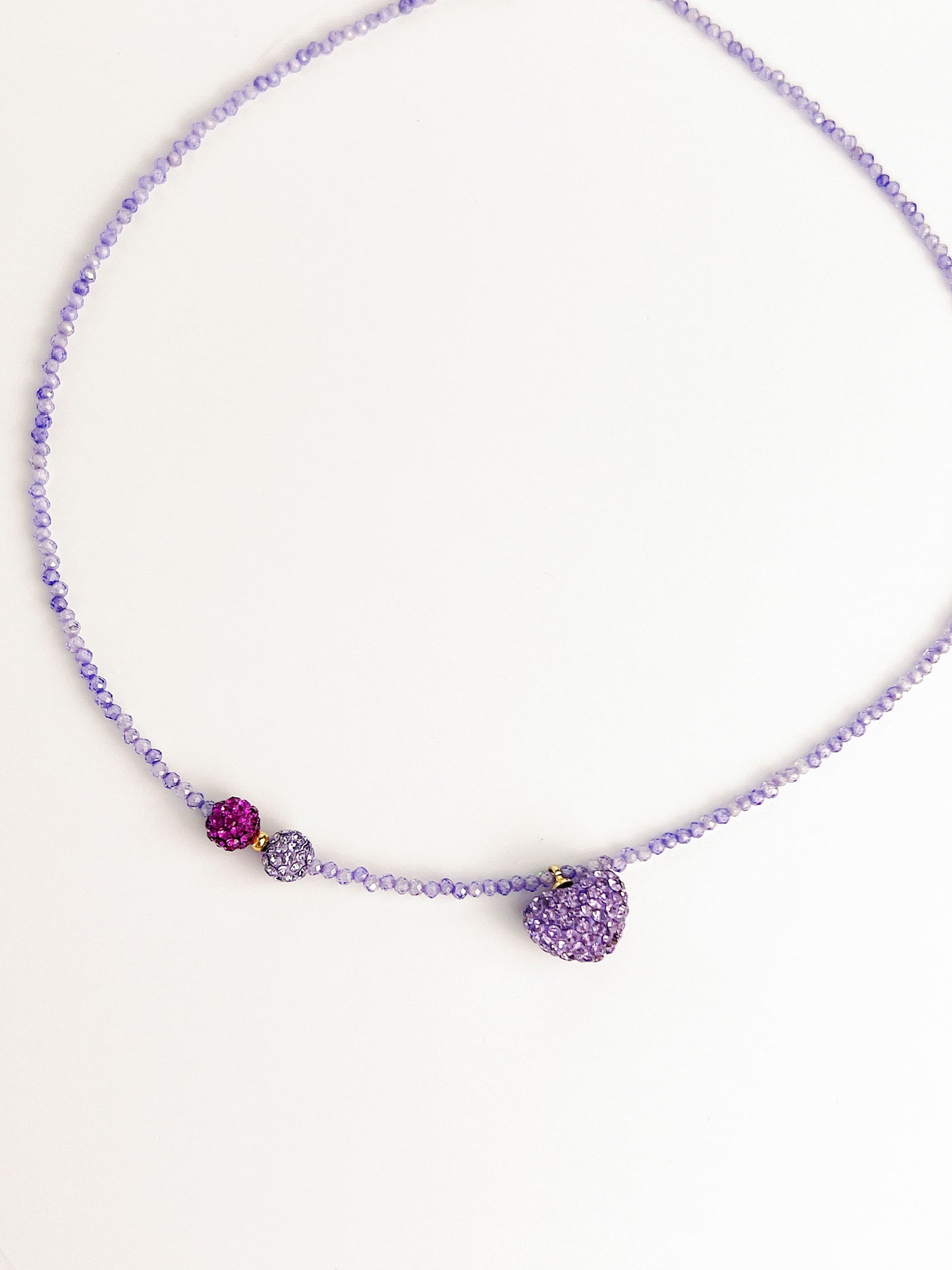 Purple Crushed Crystal Heart Pendant NecklacePurple Crushed Crystal Heart Pendant Necklace