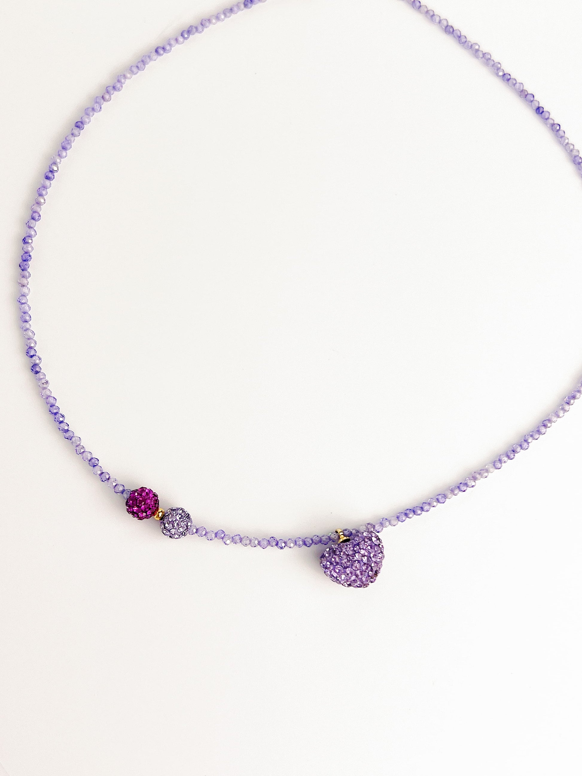 Purple Crushed Crystal Heart Pendant NecklacePurple Crushed Crystal Heart Pendant Necklace