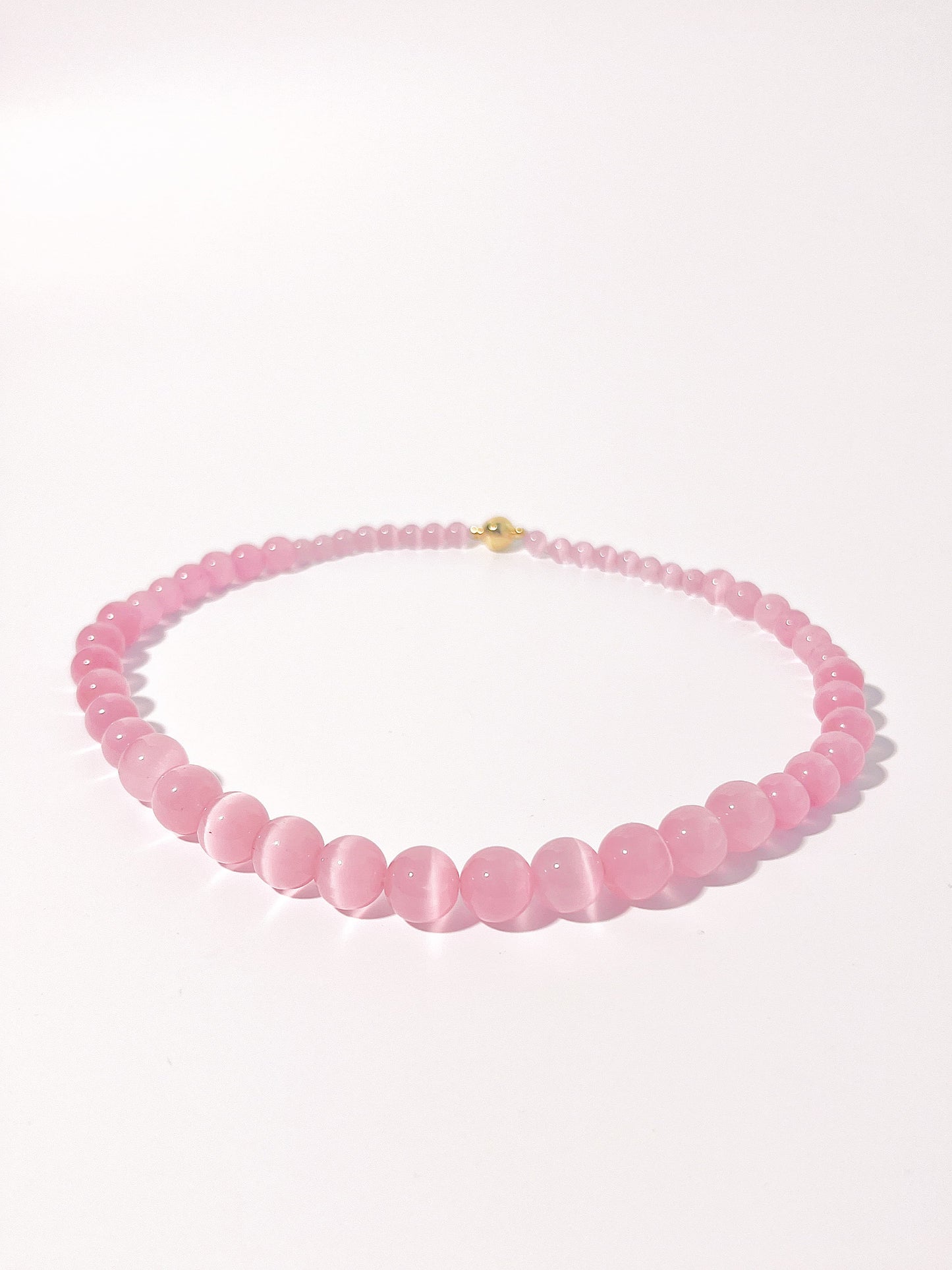 Cat's Eye Pink Crystal Necklace