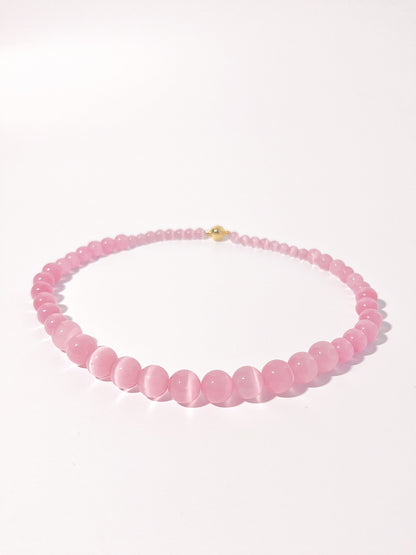 Cat's Eye Pink Crystal Necklace