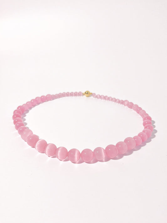 Cat's Eye Pink Crystal Necklace