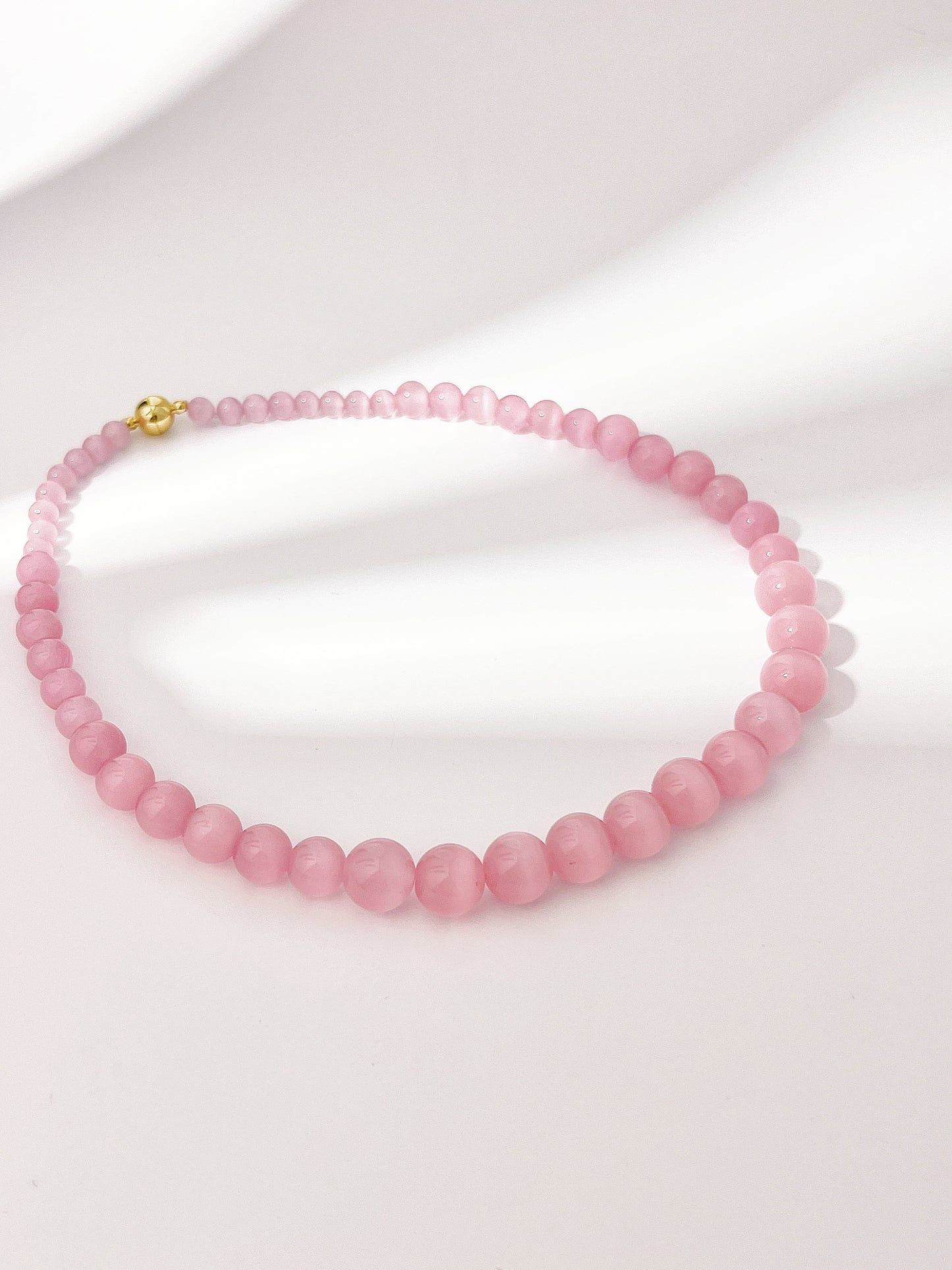 Cat's Eye Pink Crystal Necklace