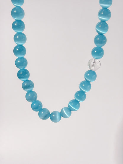 Cat's Eye Blue Crystal Necklace