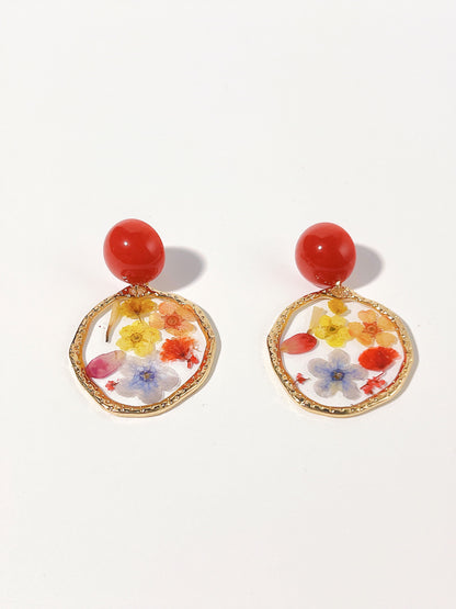 Spring Garden Vintage Dried Flower Resin Earrings