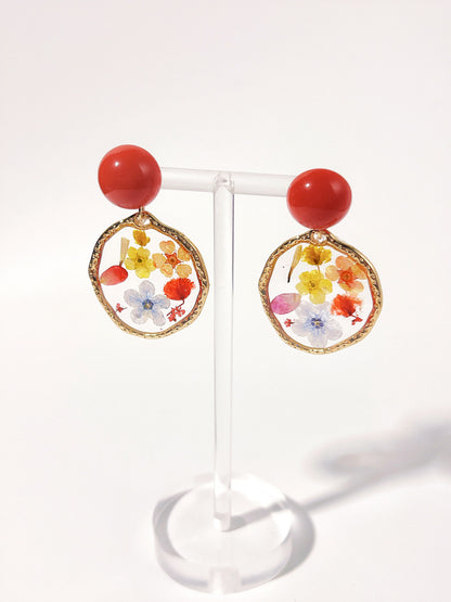 Spring Garden Vintage Dried Flower Resin Earrings