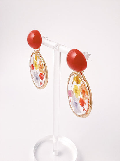 Spring Garden Vintage Dried Flower Resin Earrings