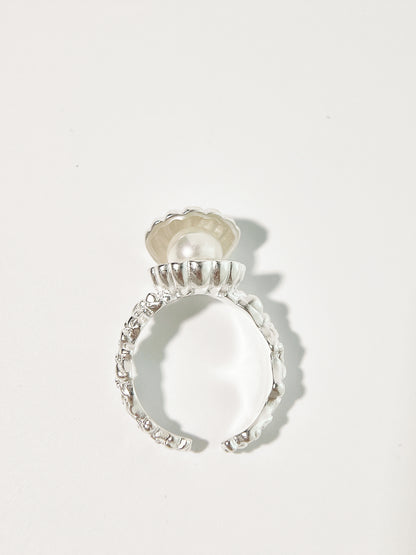 Natural Pearl and Shell Open Ring