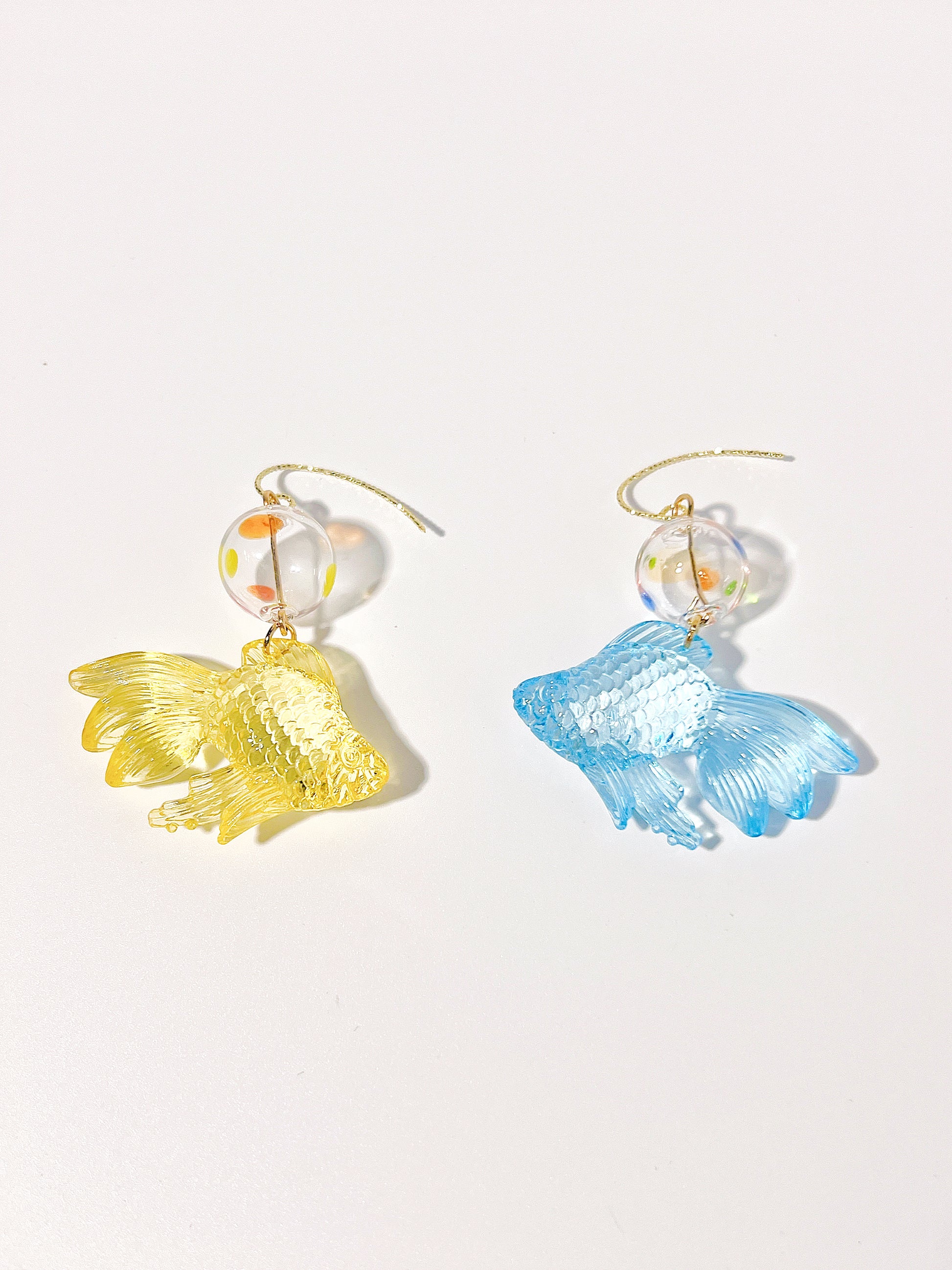 Glass Goldfish Asymmetrical Earrings