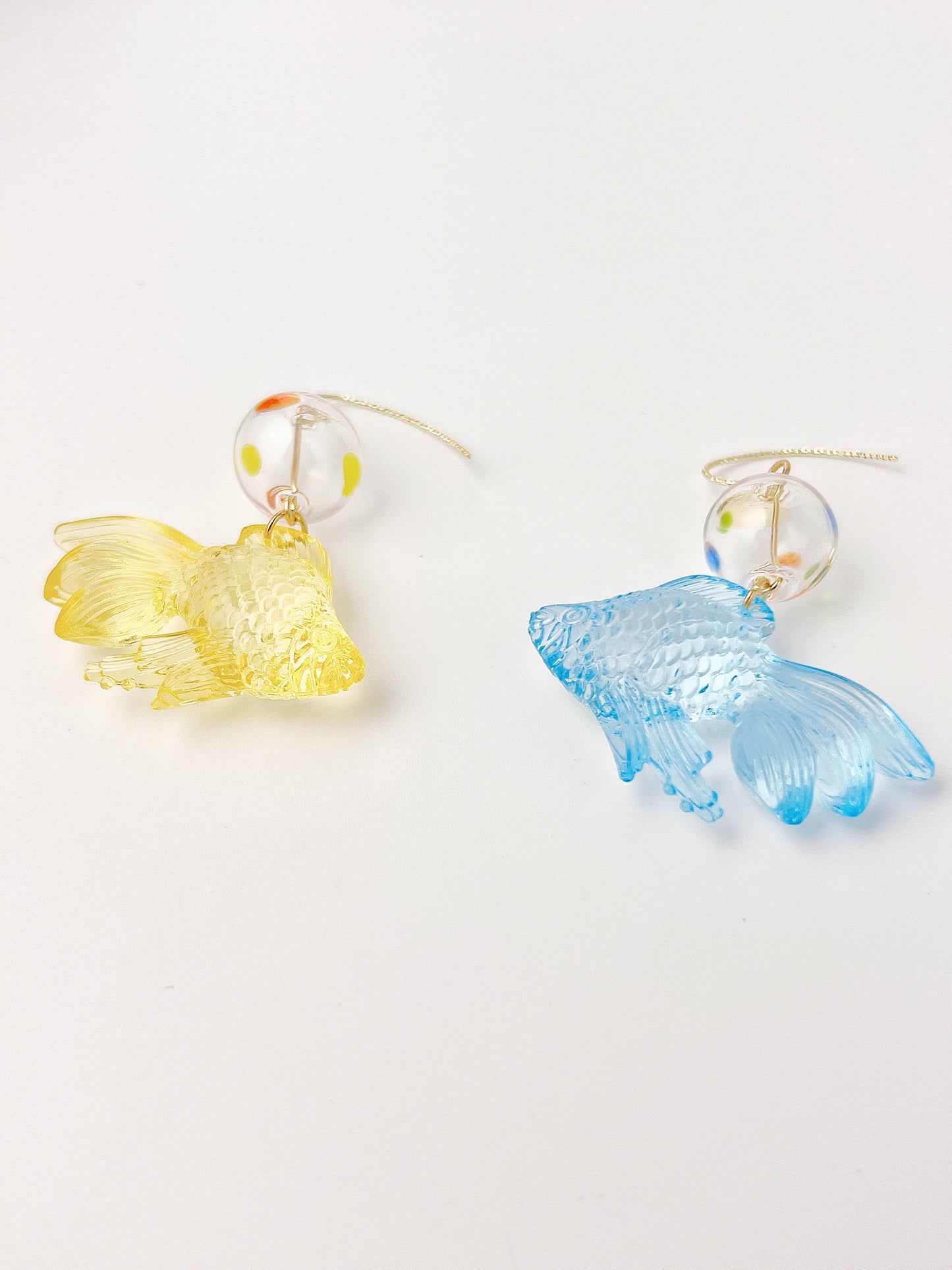 Glass Goldfish Asymmetrical Earrings