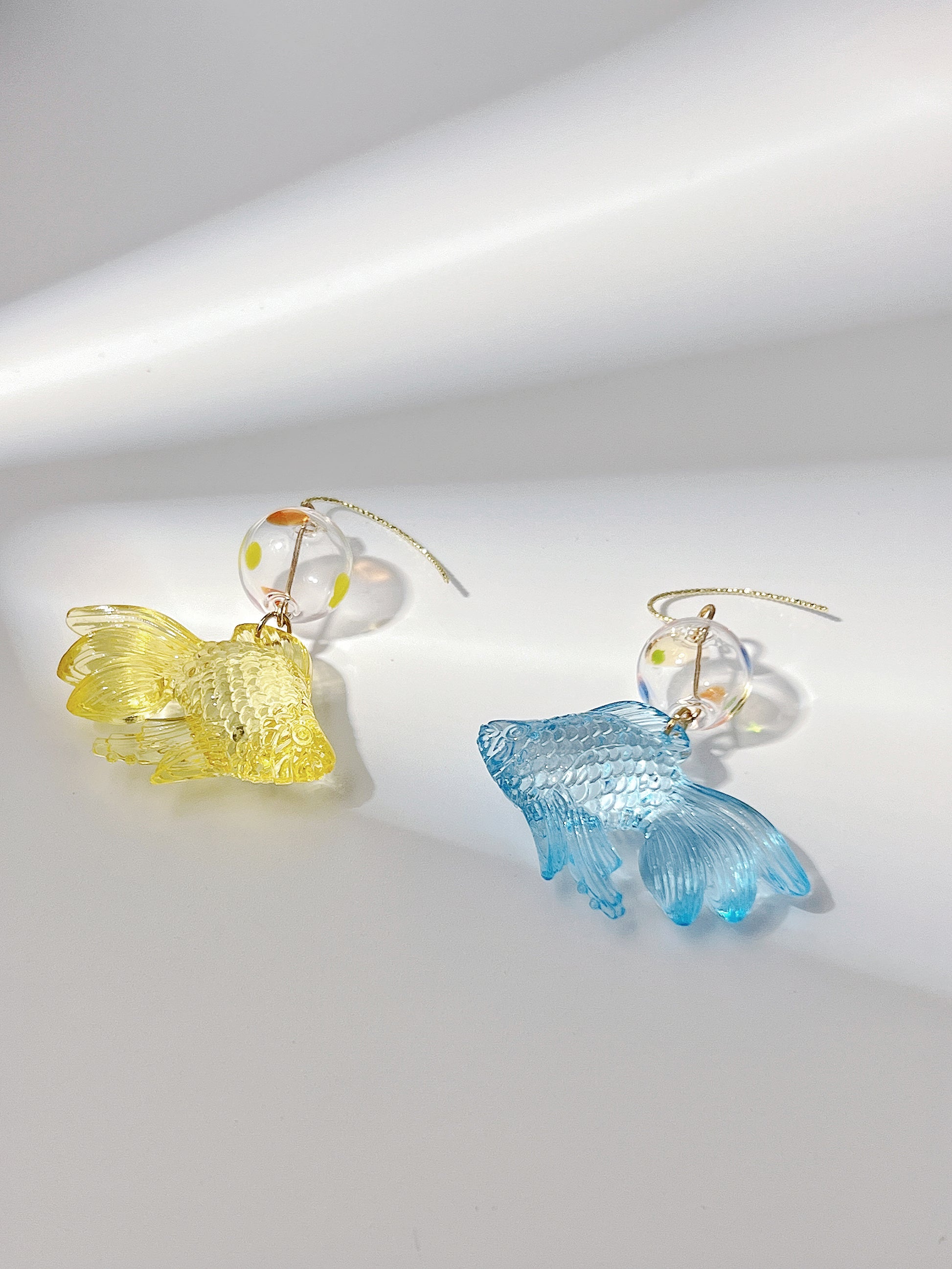 Glass Goldfish Asymmetrical Earrings