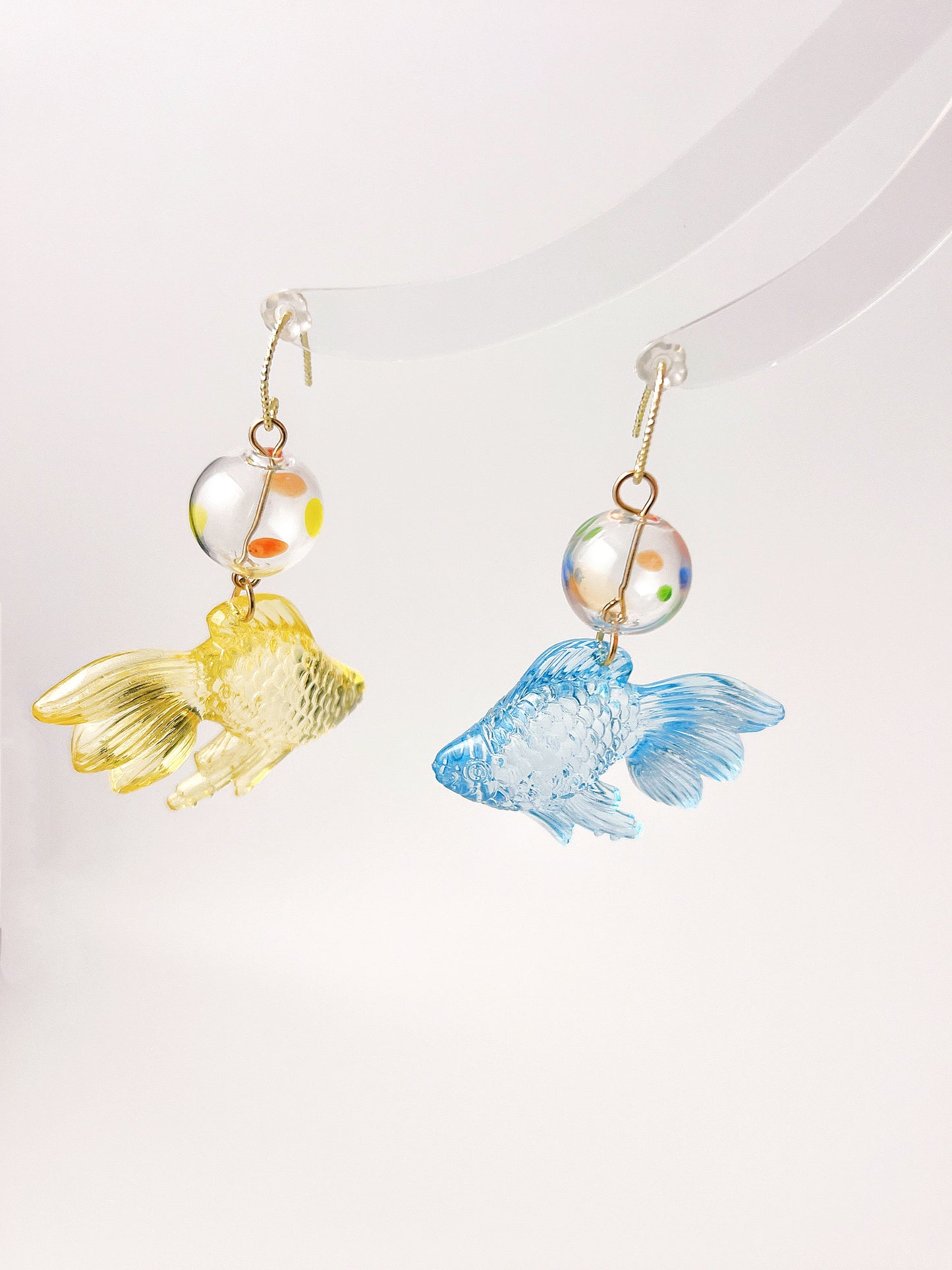 Glass Goldfish Asymmetrical Earrings