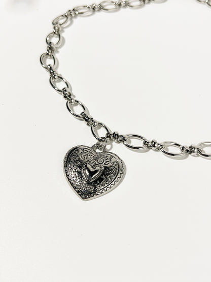 Vintage Engraved Heart Necklace