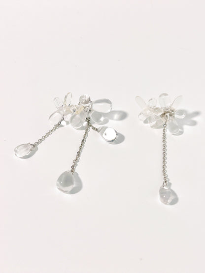  Transparent Irregular Water Drop Flower Earrings