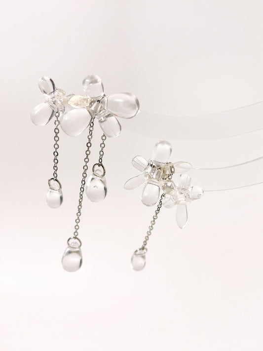  Transparent Irregular Water Drop Flower Earrings