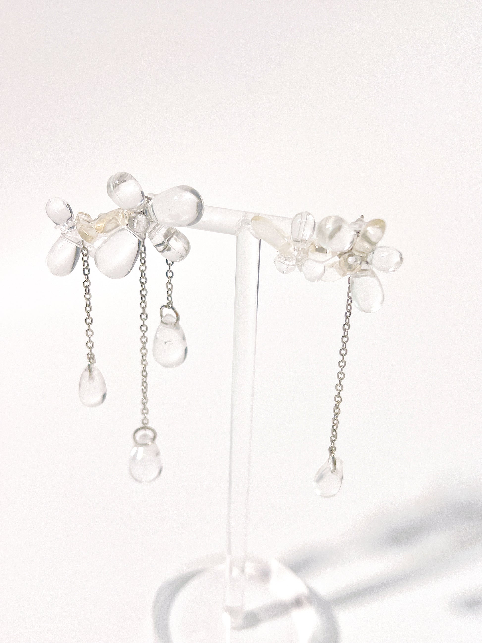  Transparent Irregular Water Drop Flower Earrings