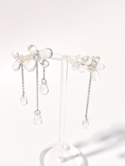  Transparent Irregular Water Drop Flower Earrings