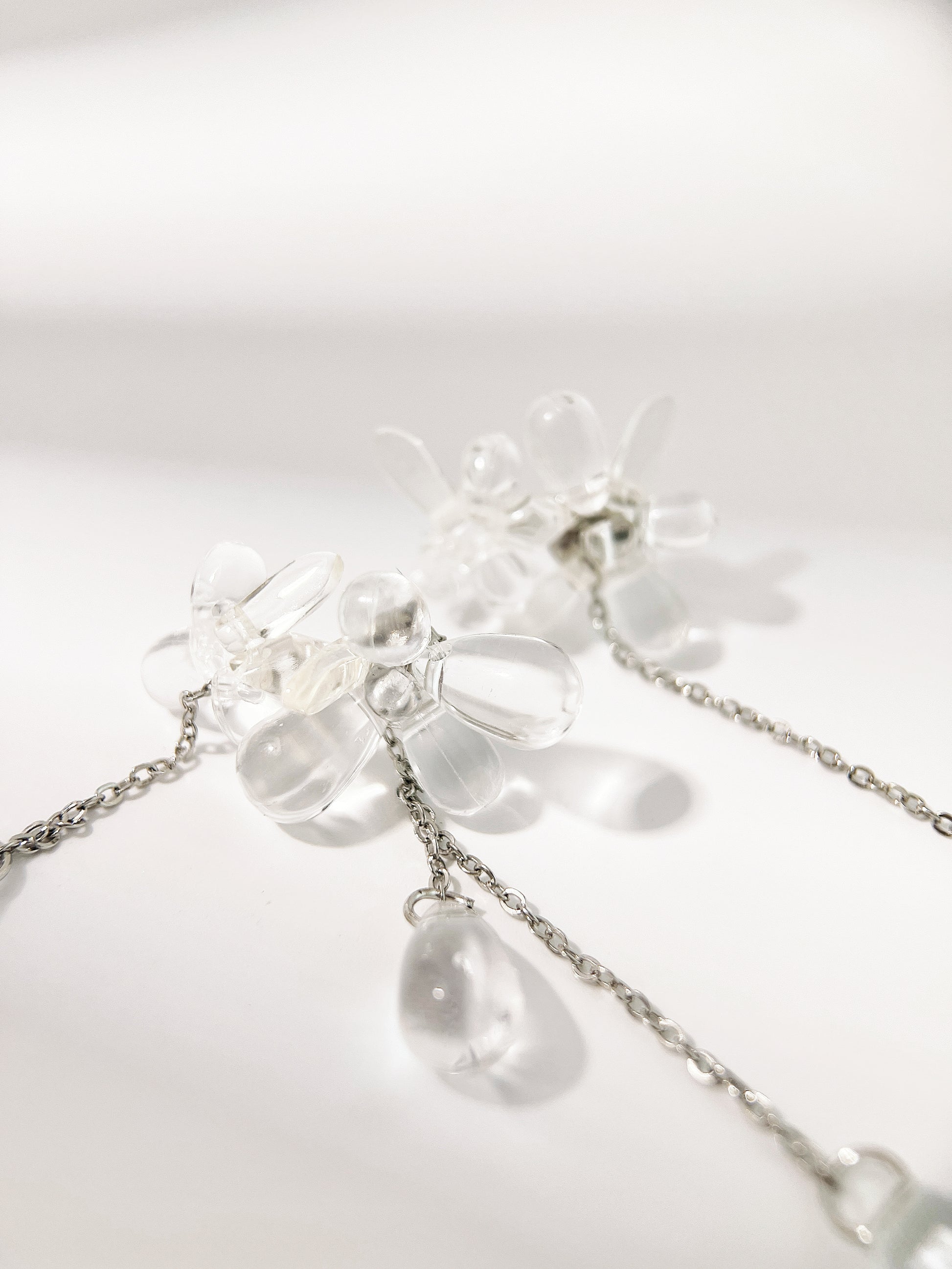  Transparent Irregular Water Drop Flower Earrings