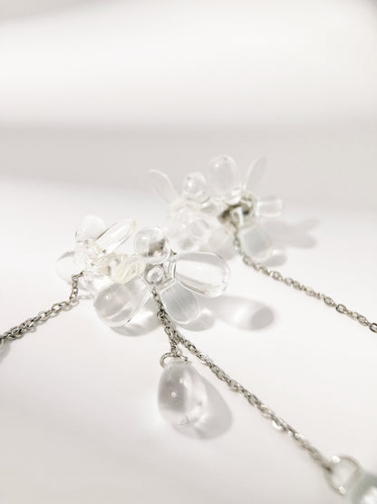  Transparent Irregular Water Drop Flower Earrings