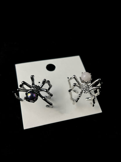 Crystal Ball Spider Ring (Black + Silver)