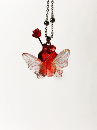 Butterfly Flower Heart Necklace