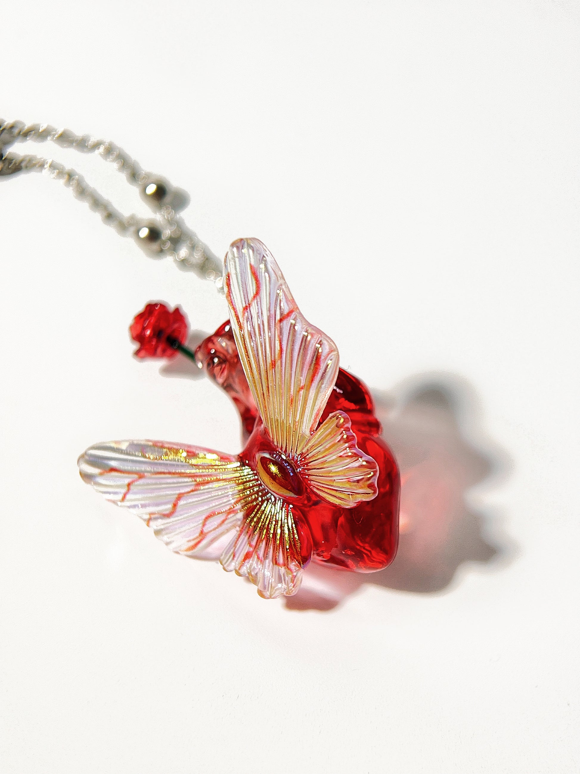 Butterfly Flower Heart Necklace