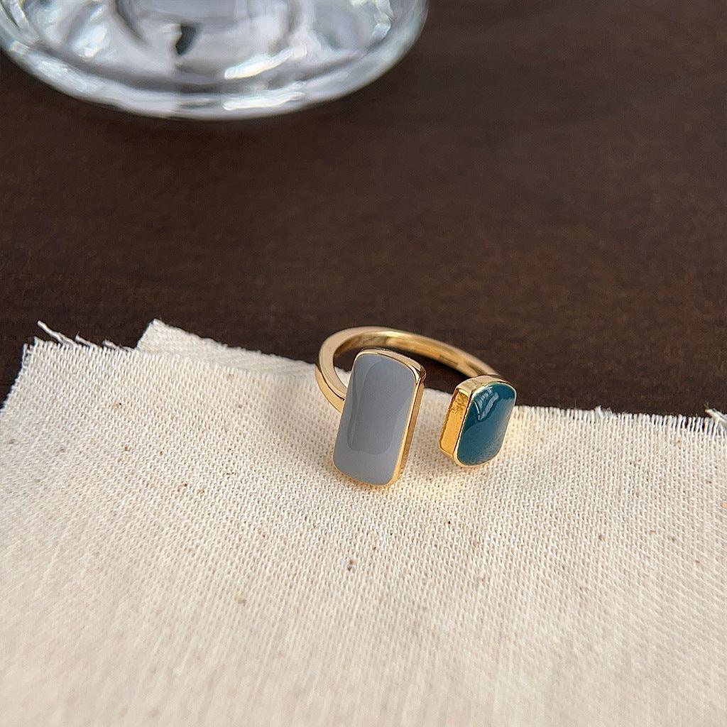 (Over 140$ for Free) French Vintage Geometric Oil Drop Ring - KooGarden