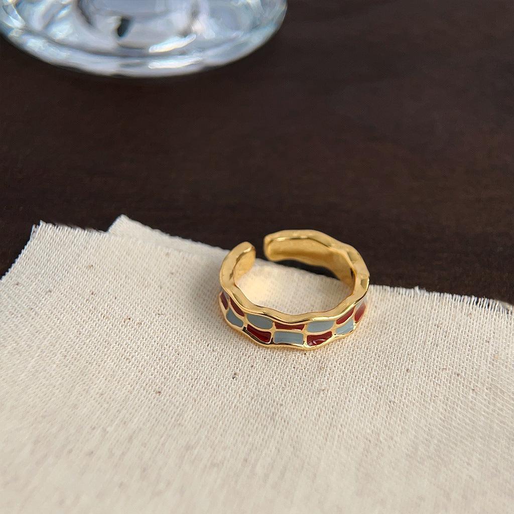 (Over 140$ for Free) French Vintage Geometric Oil Drop Ring - KooGarden